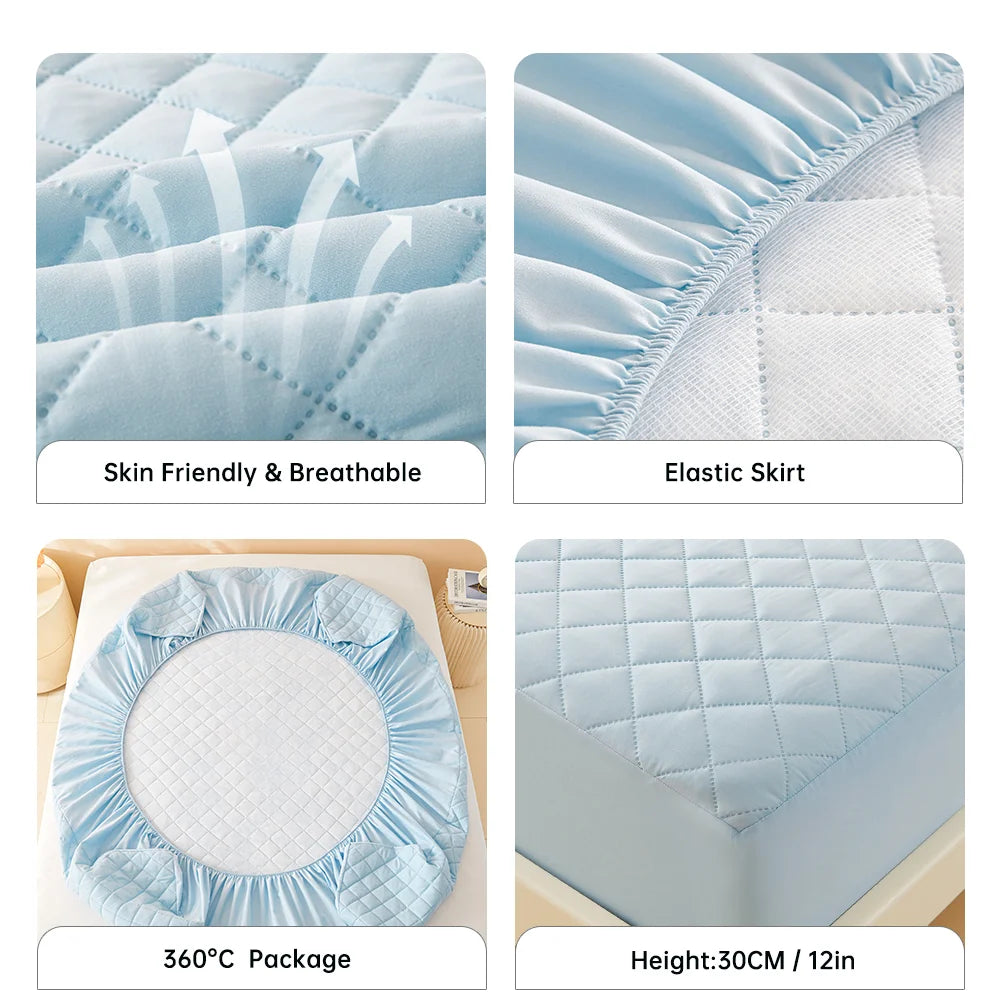 1pc 3D Air Fabric Thick Mattress Cover, 100% Waterproof Mattress Protector, Soft and Breathable Fitted Bed Sheet (No Pillowcase)